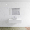 Mondiaz Lagom Meuble salle de bains 110x30.9x45cm Solid Surface Talc 1 tiroir avec lavabo BINX vasque à poser Centre 1 trou de robinet SW409075