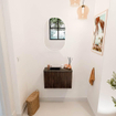 Mondiaz JOYA-DLUX 60cm toiletmeubel - kleur Walnut - Wastafel FAYE positie Links 1 kraangat kleur Lava. SW1422417