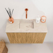 Mondiaz JOYA-DLUX 60cm toiletmeubel - kleur Oak - Wastafel FAYE positie Midden Zonder kraangat kleur Frappe. SW1421875