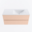 MONDIAZ VICA Ensemble meuble de salle de bains - 100cm - sous-meuble rosee - 2 tiroirs - lavabo cloud à droite - sans trous de robinet - version haute 60cm - talc SW1083288