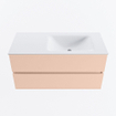 MONDIAZ VICA Ensemble meuble de salle de bains - 100cm - sous-meuble rosee - 2 tiroirs - lavabo cloud à droite - sans trous de robinet - version haute 60cm - talc SW1083288