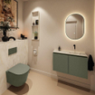 MONDIAZ TURE-DLUX Meuble WC 80cm Army. Lavabo EDEN Ostra position droite. Sans trou de robinet. SW1104713