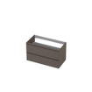INK Wastafelonderkast - 90x45x52cm - 2 lades - greeploos - MDF lak - Mat taupe SW1443706
