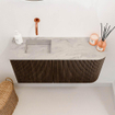 Mondiaz JOYA-DLUX Meuble de salle de bains 81,6cm - arrondi droit couleur Noyer - Vasque FAYE position Gauche Sans trou de robinet couleur Glace SW1422398