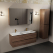 Mondiaz AIVY Ensemble de meuble - 120x45x50cm - 2 trous de robinet - 2 vasques Talc Solid surface - Gauche et droite - 2 tiroirs - avec armoire de toilette - Melamine Mocha SW892398