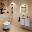 MONDIAZ TURE-DLUX Meuble toilette - 60cm - Clay - EDEN - vasque Frappe - position gauche - sans trou de robinet SW1102684