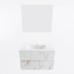 Mondiaz VICA ensemble de meuble de salle de bain - 80cm - meuble sous-vasque carrara - 2 tiroirs - lavabo denia milieu - 1 trou de robinet - couleur Blanc Brillant - miroir LED - version XL 60cm haut SW1091936