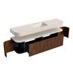 MONDIAZ THOR-DLUX 180cm badmeubel ronding links + rechts kleur Walnut met 2 lades en 2 deuren. Vrijhangende wastafel CLOUD Midden 1 kraangat kleur Meli. SW1466172
