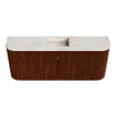 Mondiaz JOYA-DLUX Meuble WC 103,2 cm - arrondi à gauche et à droite couleur Ruby - Lavabo FAYE position centrale sans trou de robinet couleur Frappe. SW1423511