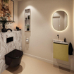 MONDIAZ TURE-DLUX Meuble toilette - 40cm - Oro - EDEN - vasque Glace - position gauche - sans trou de robinet SW1103395