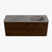 Mondiaz CIRO-DLUX Badkamermeubelset - 130x45x50cm - Solid surface wastafel Oza - 1 wasbak Rechts - 1 kraangat - 4 lades - Walnut SW1530648