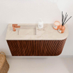 Mondiaz JOYA-DLUX 71.6cm toiletmeubel - ronding rechts kleur Ruby - Wastafel FAYE positie Links 1 kraangat kleur Frappe. SW1423485