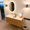 Mondiaz CIRO-DLUX Badkamermeubelset - 130x45x50cm - Solid surface wastafel Ostra - 1 wasbak Links - zonder kraangaten - 4 lades - Oak SW1530921