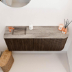 Mondiaz JOYA-DLUX 101.6cm toiletmeubel - ronding rechts kleur Walnut - Wastafel FAYE positie Links 1 kraangat kleur Oza. SW1424596