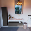 Mondiaz ALAN-DLUX Ensemble de meuble - 120cm - meuble Dark grey mat - 1 tiroir - Lavabo Cloud Glace suspendu - vasque Droite - 0 trous de robinet SW805354