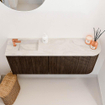 Mondiaz JOYA-DLUX Meuble de salle de bains - 101.6cm - arrondi droit couleur Walnut - Vasque FAYE position Gauche 1 trou de robinet couleur Ostra. SW1422608