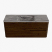Mondiaz CIRO-DLUX Ensemble de meubles de salle de bains - 120x45x50cm - lavabo en solid surface Sombra - 1 vasque au milieu - sans trous de robinet - 2 tiroirs - Noyer SW1530749