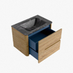 Mondiaz CIRO-DLUX Meuble de salle de bains complet - 70x45x50cm - Lavabo en solid surface Lava - 1 vasque Centrale - 1 trou de robinet - 2 tiroirs - Chêne SW1530972