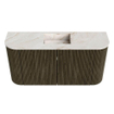 Mondiaz JOYA-DLUX 83.2cm meuble de toilette - arrondis gauche et droite couleur Shadow - Vasque FAYE position Milieu 1 trou de robinet couleur Frappe. SW1422748