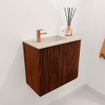 Mondiaz JOYA-DLUX Meuble de salle de bains - 51,6cm - arrondi droit couleur Ruby - Lavabo FAYE position Gauche 1 trou de robinet couleur Frappe SW1423463