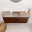 Mondiaz JOYA-DLUX 93.2cm toiletmeubel - ronding links en rechts kleur Ruby - Wastafel FAYE positie Midden 1 kraangat kleur Oza. SW1425549