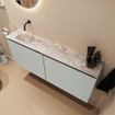 MONDIAZ TURE-DLUX Meuble toilette - 120cm - Greey - EDEN - vasque Glace - position gauche - sans trou de robinet SW1103303