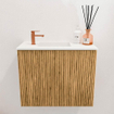 Mondiaz JOYA 50cm toiletmeubel - kleur Oak - Wastafel FAYE positie Links 1 kraangat kleur Talc. SW1421092