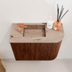 Mondiaz JOYA-DLUX Meuble de toilette 51,6cm - arrondi droit couleur Ruby - Lavabo FAYE position Gauche 1 trou de robinet couleur Arena SW1425285