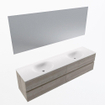 Mondiaz Vica ensemble de meuble de salle de bain - 190cm - meuble sous-vasque marron clair gris - 4 tiroirs - lavabo lune double - 2 trous de robinet - couleur talc - miroir LED - version XL 60cm de haut SW1091378