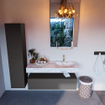 Mondiaz ALAN-DLUX Ensemble de meuble - 120cm - meuble Dark grey mat - 1 tiroir - Lavabo Cloud Glace suspendu - vasque Droite - 1 trou de robinet SW805507