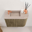 Mondiaz JOYA-DLUX 51.6cm toiletmeubel - ronding rechts kleur Dusk - Wastafel FAYE positie Links 1 kraangat kleur Saba. SW1426073