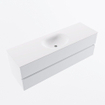 MONDIAZ VICA meuble sous lavabo 150cm Talc 2 tiroirs. Lavabo MOON central sans trou de robinet, couleur Talc. SW1381873