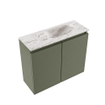 MONDIAZ TURE-DLUX Meuble toilette - 60cm - Army - EDEN - vasque Glace - position droite - sans trou de robinet SW1103175