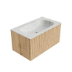 MONDIAZ KURVE-DLUX 80cm Meuble salle de bain - couleur Oak - 1 tiroir - vasque BIG SMALL centre - sans trou de robinet - couleur Opalo SW1137570