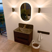 Mondiaz CIRO-DLUX Meuble de salle de bains - 70x45x50cm - Lavabo solid surface Lava - 1 vasque au milieu - 1 trou de robinet - 2 tiroirs - Noyer SW1530134