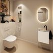 MONDIAZ TURE-DLUX Meuble toilette - 40cm - Talc - EDEN - vasque Ostra - position gauche - 1 trou de robinet SW1104650