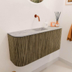 Mondiaz JOYA-DLUX Meuble de salle de bains 93,2 cm - arrondis gauche et droite couleur Dusk - Vasque FAYE position Milieu Sans trou de robinet couleur Glace. SW1423215