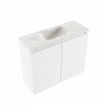 MONDIAZ TURE-DLUX Meuble toilette - 60cm - Talc - EDEN - vasque Ostra - position centrale - sans trou de robinet SW1104644