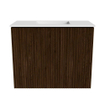Mondiaz JOYA 50cm Meuble de salle de bains - couleur Walnut - Vasque FAYE position Milieu Sans trou de robinet couleur Talc SW1421259