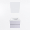 Mondiaz VICA ensemble de meuble de salle de bain - 60cm - meuble sous-vasque cale - 2 tiroirs - lavabo denia milieu - 1 trou de robinet - couleur Blanc Brillant - miroir LED - version XL 60cm de haut SW1091926