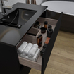 Adema Chaci Ensemble de meuble - 80x46x55cm - 1 vasque en céramique noire - 1 trou de robinet - 2 tiroirs - armoire de toilette - noir mat SW856563