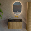Ensemble de meuble de salle de bain Mondiaz KURVE - 75x46x40cm - 1 tiroir - 1 porte - lavabo en solid surface - droite - sans trou de robinet - Dusk SW1415079