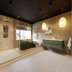 MONDIAZ VICA-DLUX Ensemble meuble de salle de bains - 130cm - meuble bas army - 2 tiroirs - lavabo encastré cloud gauche - sans trous de robinet - version haute 60cm - frape SW1088714