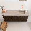 Mondiaz JOYA-DLUX Meuble de toilette 91,6cm - arrondi gauche couleur Walnut - Vasque FAYE position Droite Sans trou de robinet couleur Saba. SW1424682