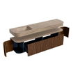 MONDIAZ THOR-DLUX 190cm meuble de salle de bains arrondi gauche + droite couleur Walnut avec 2 tiroirs et 2 portes. Vasque suspendue CLOUD gauche 1 trou de robinet couleur Arena. SW1466599