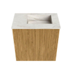 Mondiaz JOYA-DLUX 40cm toiletmeubel - kleur Oak - Wastafel FAYE positie Rechts Zonder kraangat kleur Ostra. SW1422220