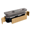 MONDIAZ THOR-DLUX 190cm badmeubel ronding links + rechts kleur Oak met 2 lades en 2 deuren. Vrijhangende wastafel CLOUD Dubbel zonder kraangat kleur Oza. SW1466787