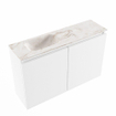 MONDIAZ TURE-DLUX Meuble toilette - 80cm - Talc - EDEN - vasque Frappe - position gauche - sans trou de robinet SW1102595