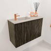 Mondiaz JOYA-DLUX 60cm toiletmeubel - kleur Shadow - Wastafel FAYE positie Links 1 kraangat kleur Opalo. SW1422936