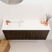 Mondiaz JOYA 90cm toiletmeubel - kleur Walnut - Wastafel FAYE positie Links 1 kraangat kleur Talc. SW1421265